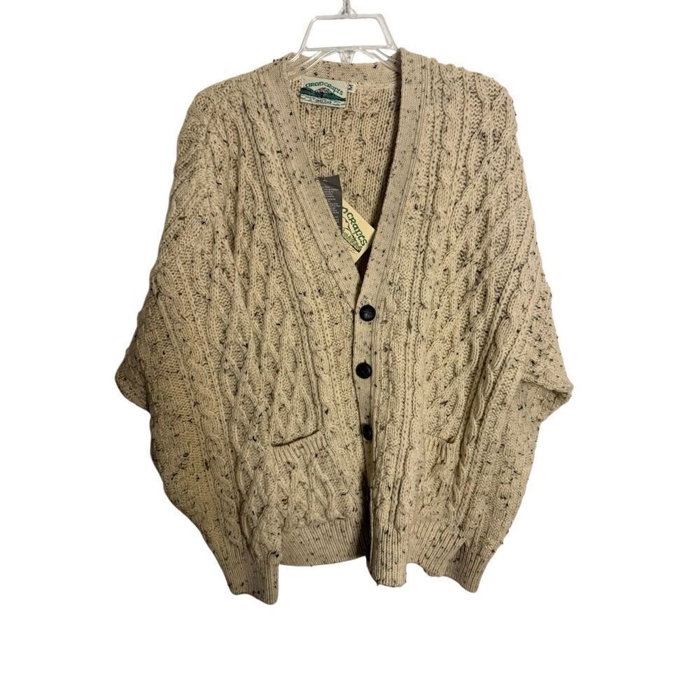 NWT Aran Crafts 100% Wool Cable Knit Button Front Cardigan Sweater Women’s Med
